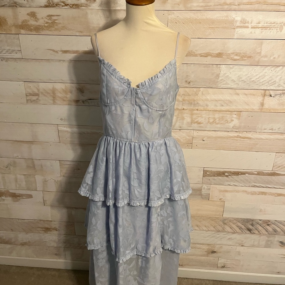 NWOT Anthropologie size L Campbell lace tiered midi dress in light blue - Picture 4 of 12